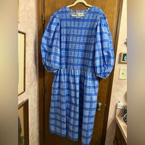 Blue Plaid Long Dress